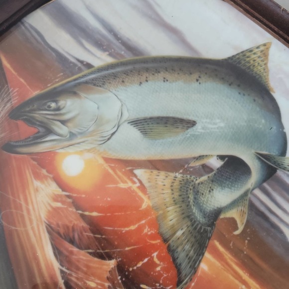John Eggert Chinook Salmon Porcelain Framed Plate - Picture 1 of 4